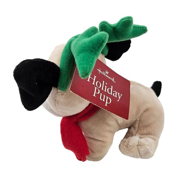 Hallmark Holiday Pup Plush Green Antlers Reindeer Christmas Stuffed Animal - Picture 3 of 9